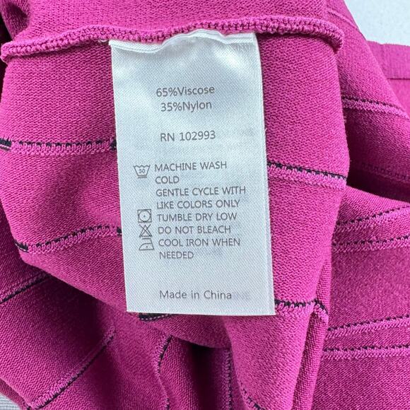 Prabal Gurung Womens Stripe Off The Shoulder Knit Dress Size 6 Raspberry - Picture 12 of 15